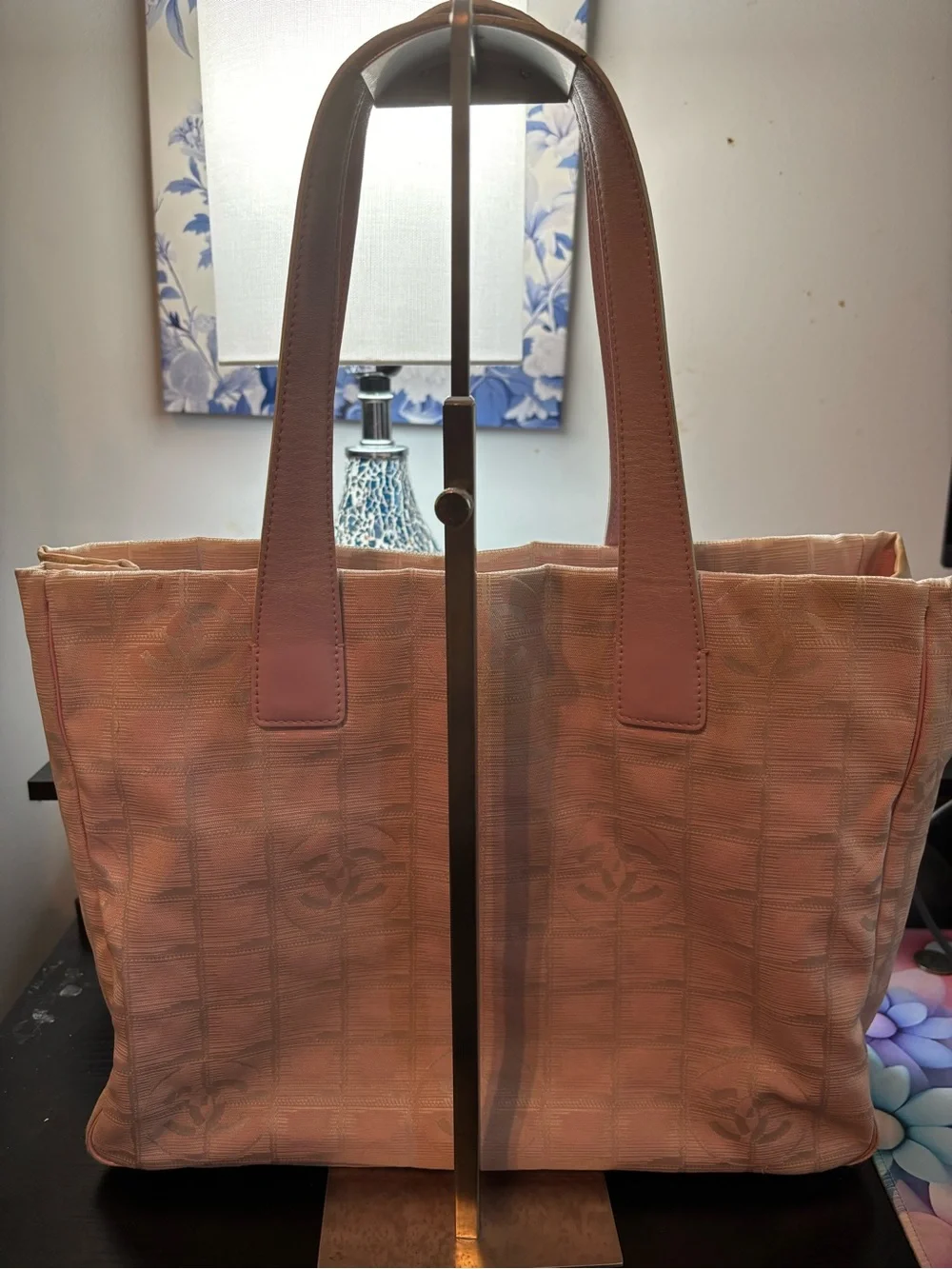 Authentic Chanel New Travel Line Tote MM Soft Pink- Gold Hardware